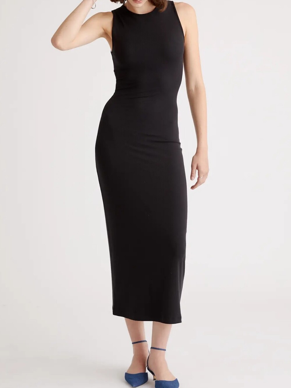Quince Tencel Rib Knit Skeveless Black Dress Womens XL
